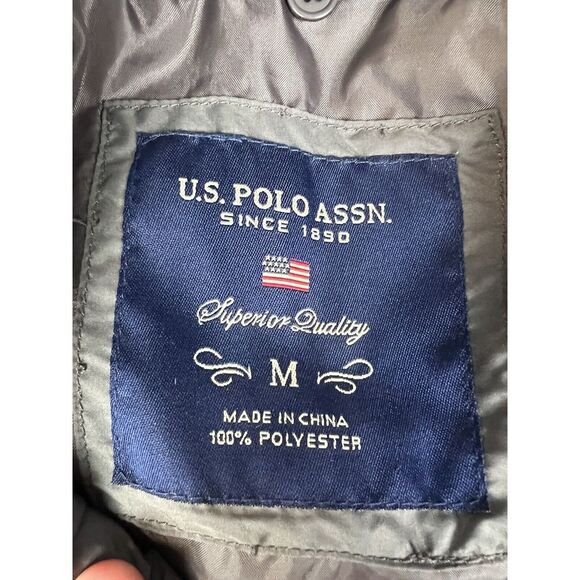 U.S. Polo Assn Coat Mens Medium Puffer Jacket USPA Winter Wear Outdoor Gray - Picture 2 of 12